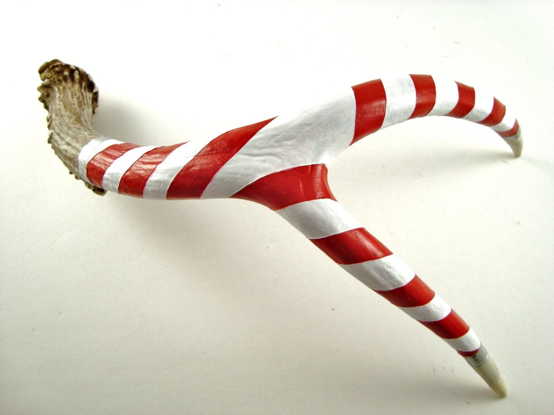 Red, WHite and Silver Painted Deer Antler - Candy Cane - via Maya Jade Creations on Etsy
