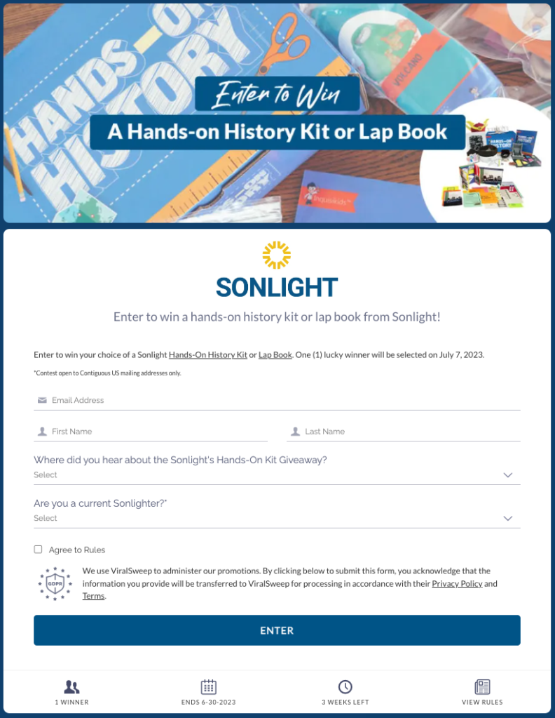 WIN a hands-on history kit or lapbook from Sonlight 